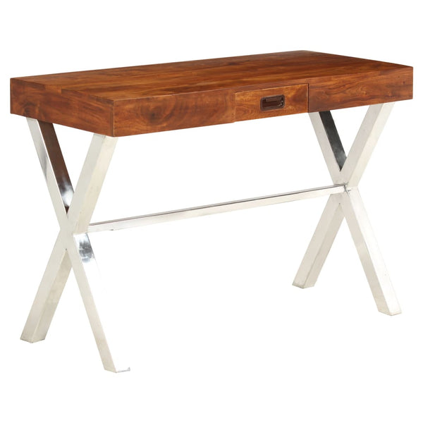 vidaXL Solid Wood Desk with Honey Finish 110x50x76 cm