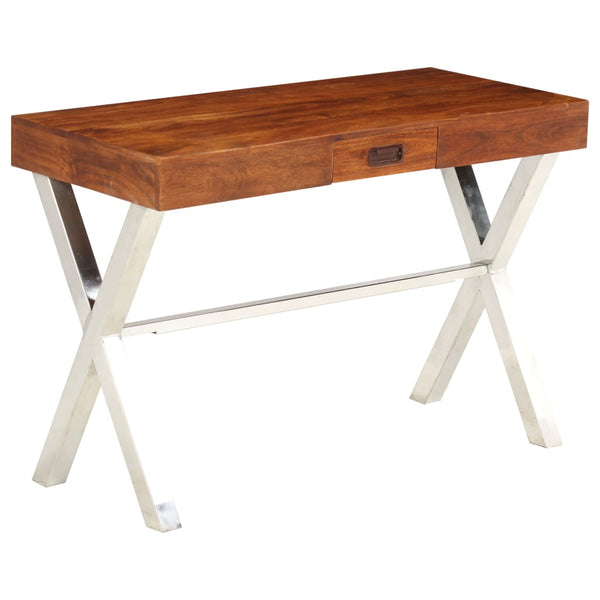 vidaXL Solid Wood Desk with Honey Finish 110x50x76 cm