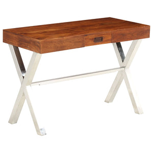 vidaXL Solid Wood Desk with Honey Finish 110x50x76 cm