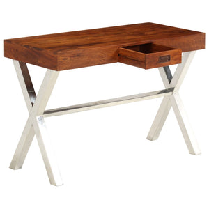vidaXL Solid Wood Desk with Honey Finish 110x50x76 cm