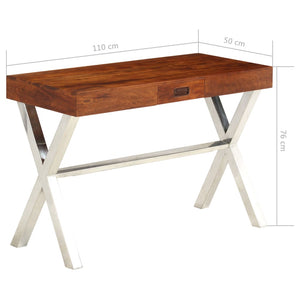vidaXL Solid Wood Desk with Honey Finish 110x50x76 cm