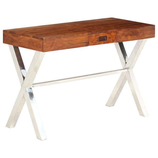 vidaXL Solid Wood Desk with Honey Finish 110x50x76 cm