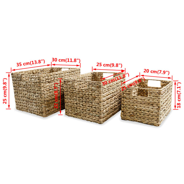 vidaXL Storage Basket Set 3 pcs Water Hyacinth