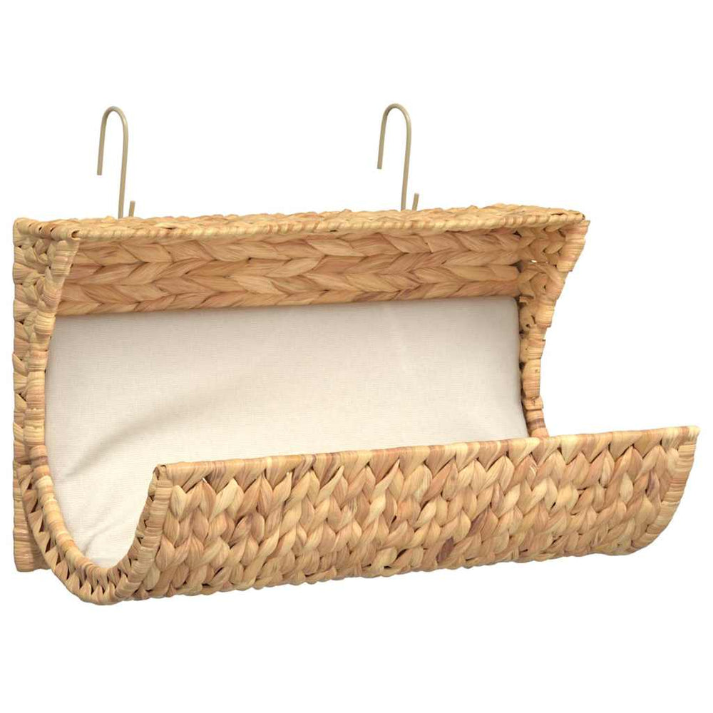 vidaXL Cat Bed with Cushion Water Hyacinth 37 x 20 x 20 cm