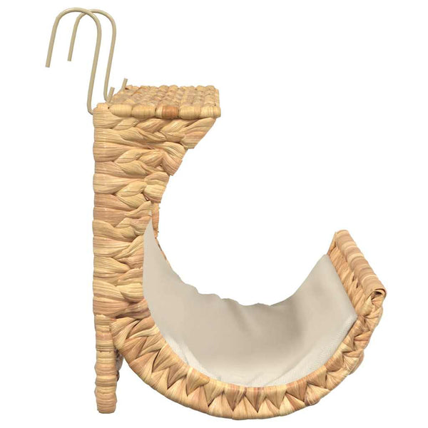 vidaXL Cat Bed with Cushion Water Hyacinth 37 x 20 x 20 cm