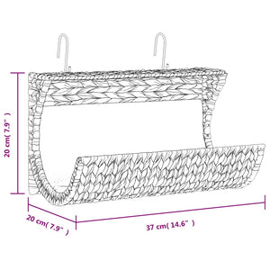 vidaXL Cat Bed with Cushion Water Hyacinth 37 x 20 x 20 cm