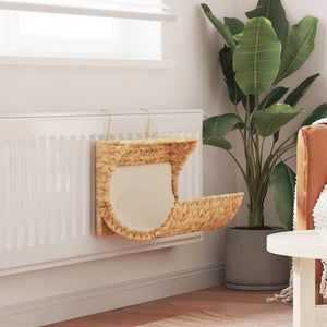 vidaXL Cat Bed with Cushion Water Hyacinth 37 x 20 x 20 cm