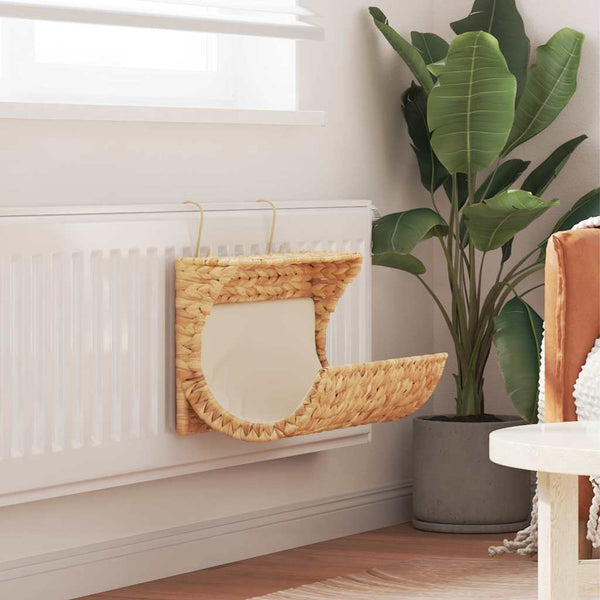 vidaXL Cat Bed with Cushion Water Hyacinth 37 x 20 x 20 cm