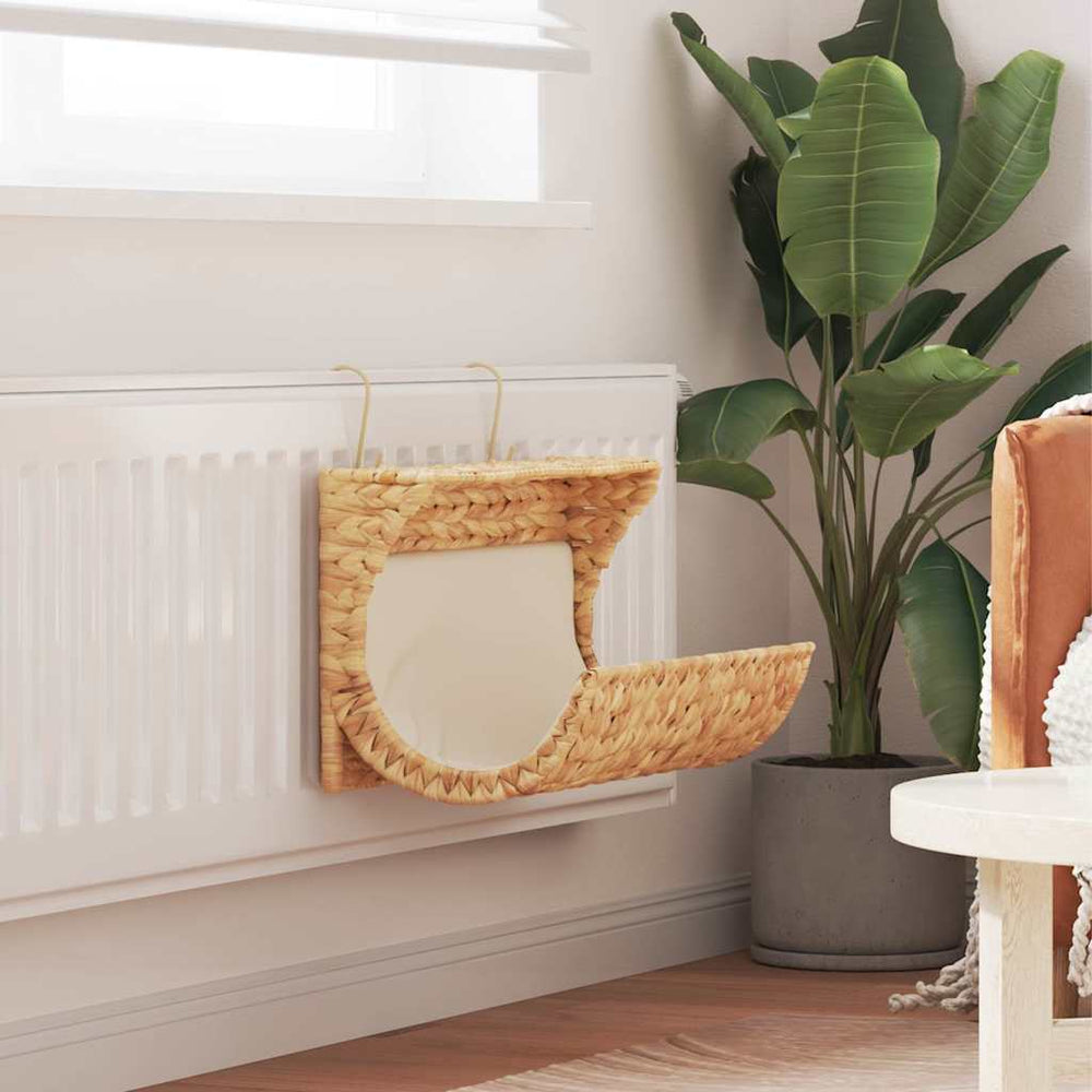 vidaXL Cat Bed with Cushion Water Hyacinth 37 x 20 x 20 cm
