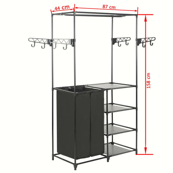 vidaXL Clothes Rack Steel and Non-Woven Fabric 87x44x158 cm Black
