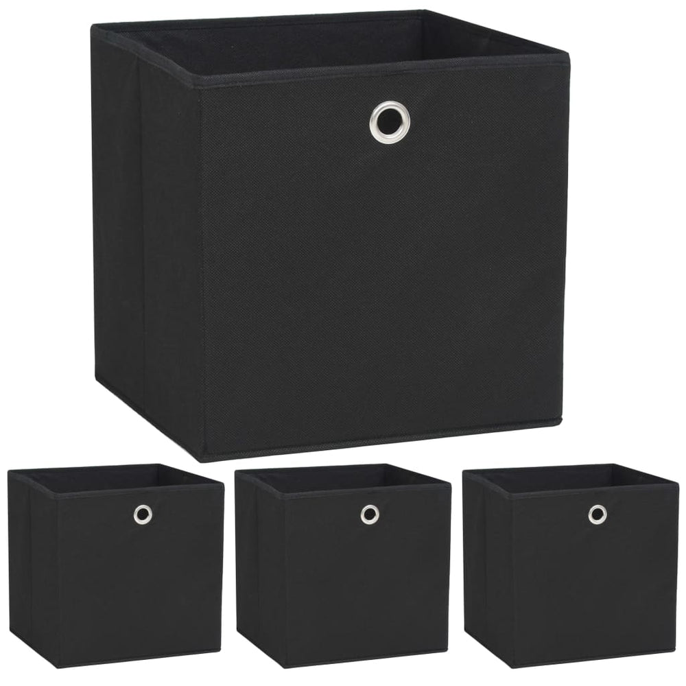 vidaXL Storage Boxes 4 pcs Non-Woven Fabric 32x32x32 cm Black
