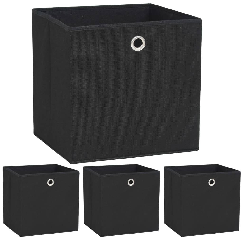 vidaXL Storage Boxes 4 pcs Non-Woven Fabric 32x32x32 cm Black