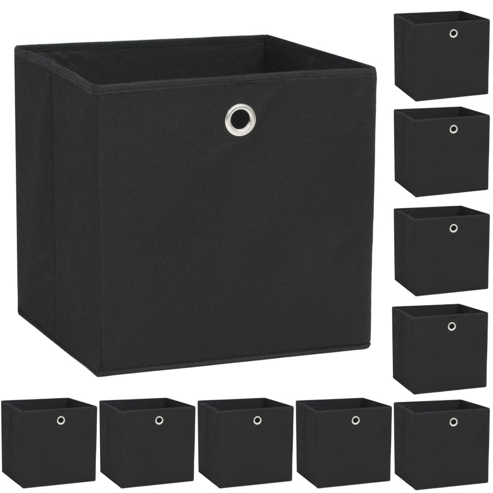 vidaXL Storage Boxes 10 pcs Non-woven fabric 32 x 32 x 32 cm Black