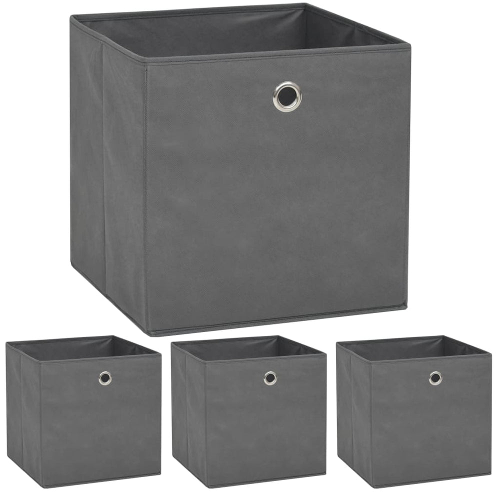 vidaXL Storage Boxes 4 pcs Non-woven fabric 32x32x32 cm Grey