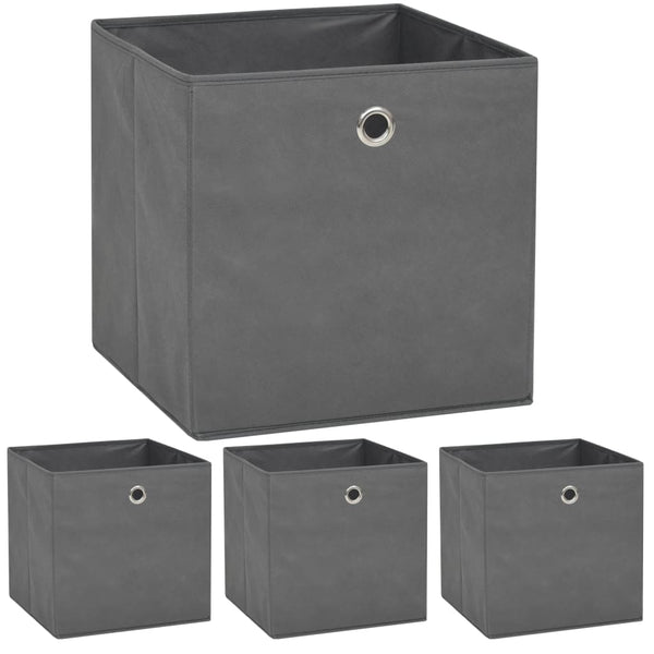 vidaXL Storage Boxes 4 pcs Non-woven fabric 32x32x32 cm Grey