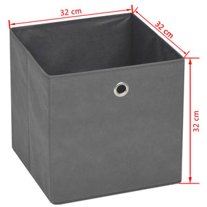 vidaXL Storage Boxes 4 pcs Non-woven fabric 32x32x32 cm Grey