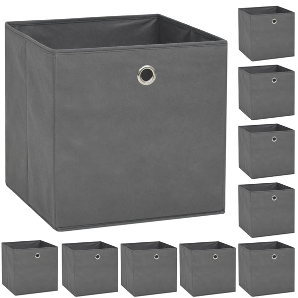 vidaXL Storage Boxes 10 pcs Non-Woven Fabric 32 x 32 x 32 cm Grey