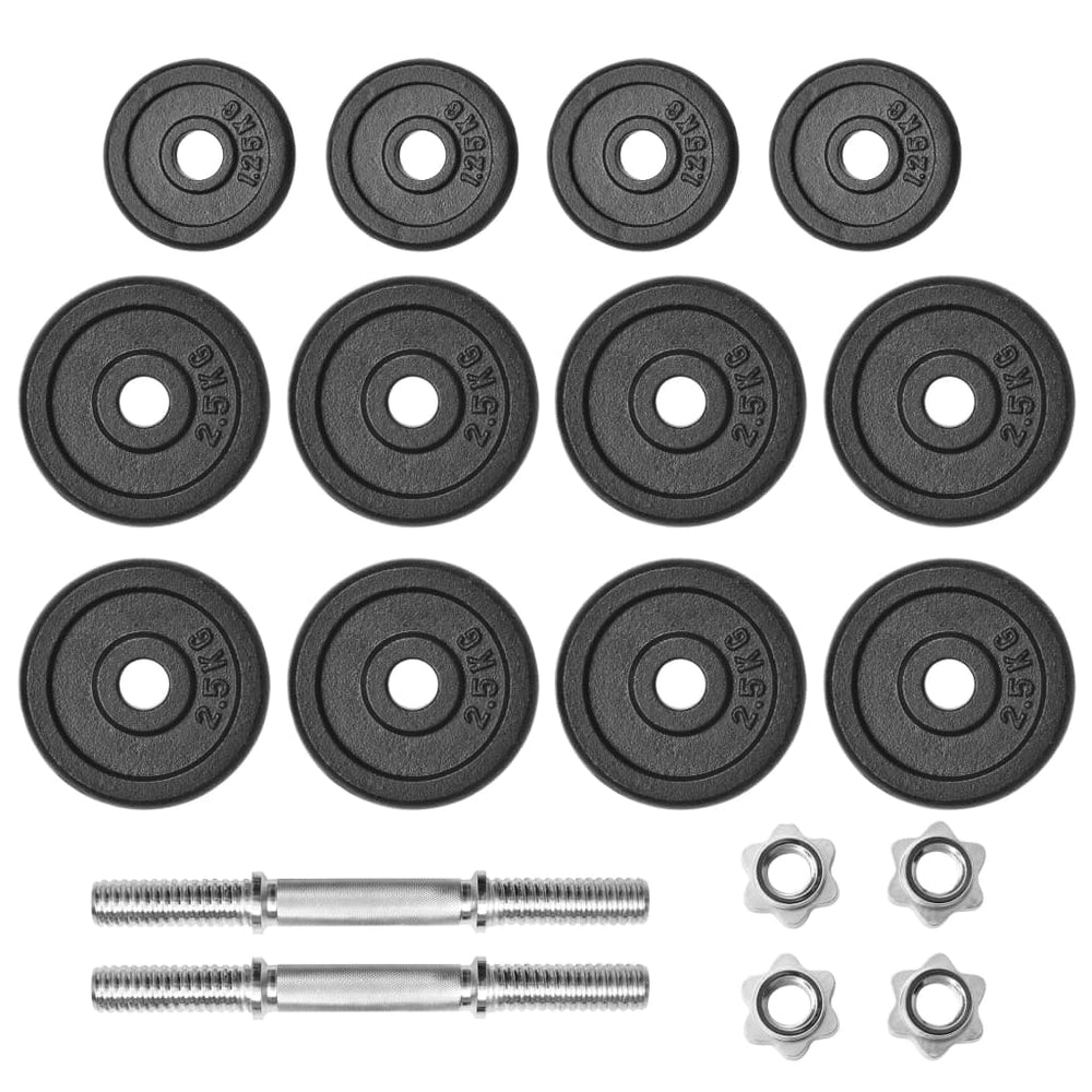 vidaXL Dumbbell Set 18-Piece 30 kg Cast Iron
