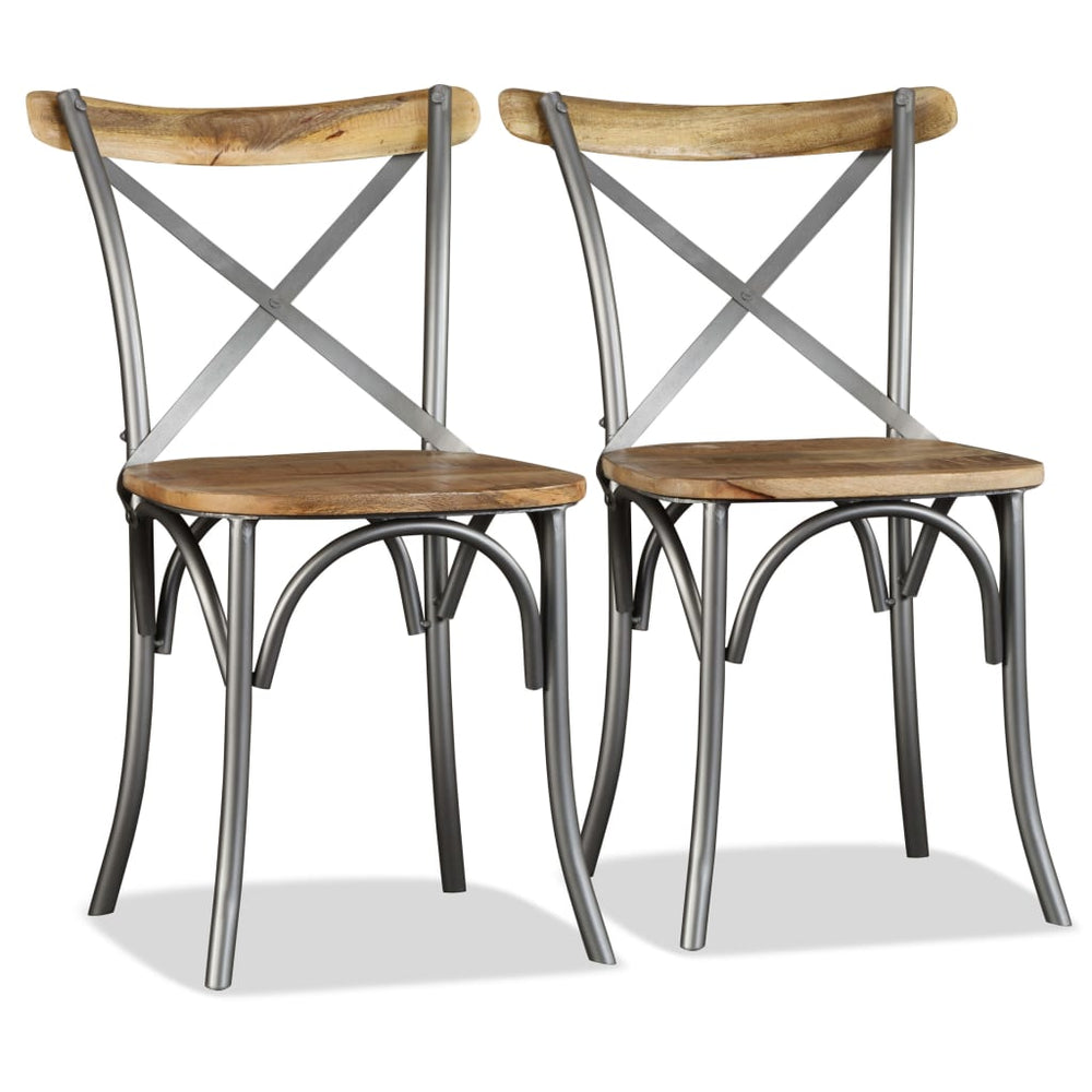 vidaXL Dining Chairs 6 pcs. Solid Mango Wood and Steel Cross Back