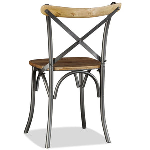 vidaXL Dining Chairs 6 pcs. Solid Mango Wood and Steel Cross Back