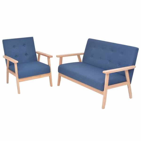 vidaXL 2-Piece Sofa Set Fabric Blue