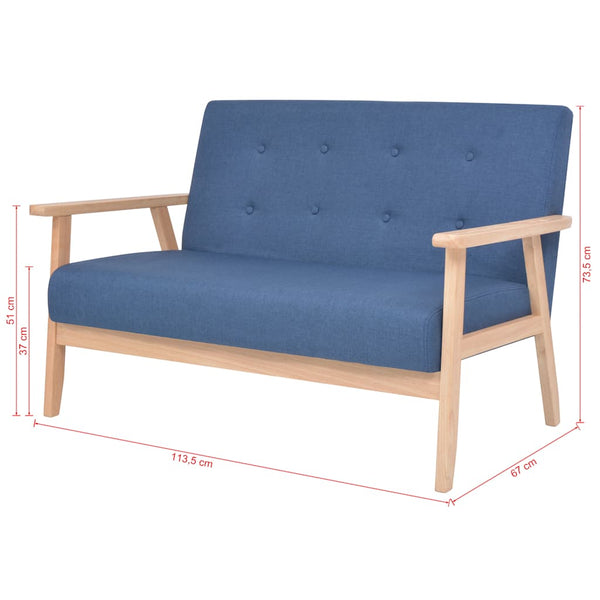 vidaXL 2-Piece Sofa Set Fabric Blue