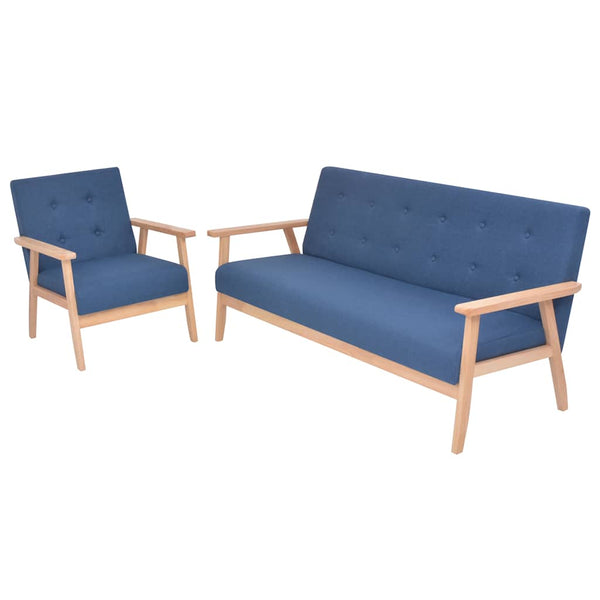 vidaXL 2-piece Sofa Set Fabric Blue