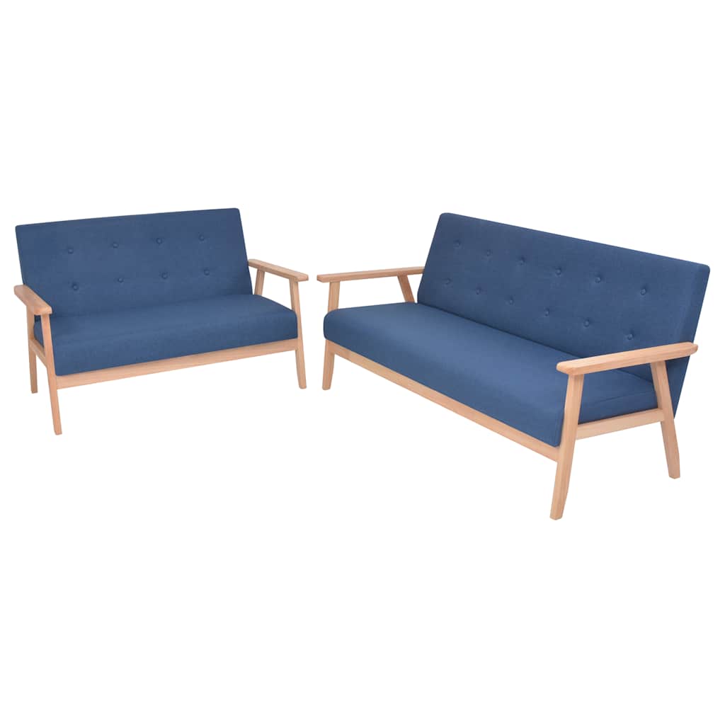 vidaXL 2-Piece Sofa Set Fabric Blue