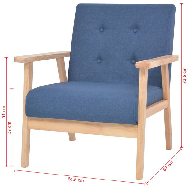 vidaXL 3-Piece Sofa Set Fabric Blue