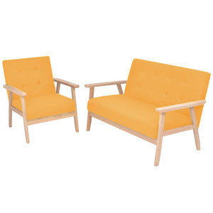 vidaXL 2-piece Sofa Set Fabric Yellow
