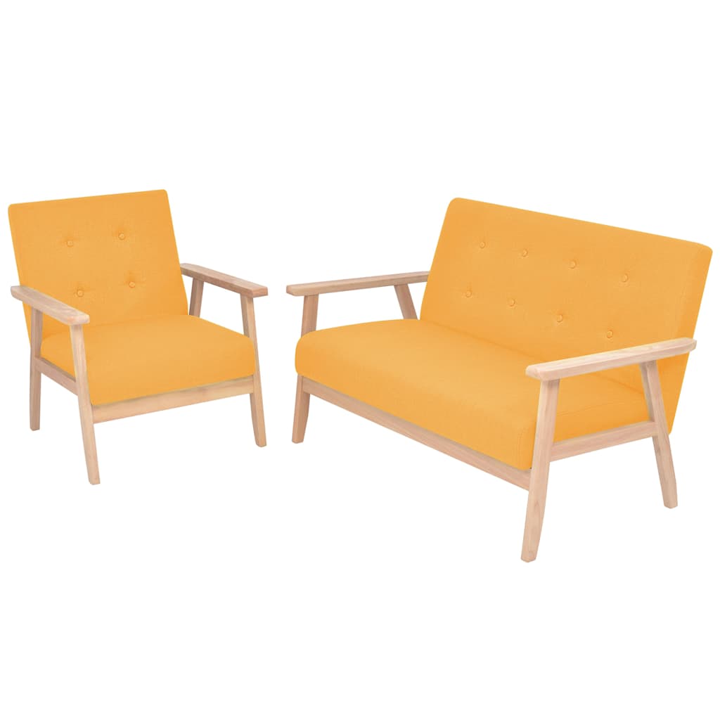 vidaXL 2-piece Sofa Set Fabric Yellow
