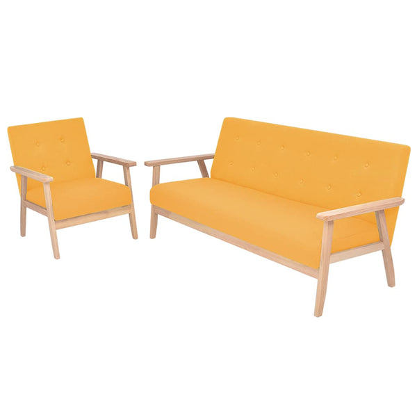 vidaXL 2-piece Sofa Set Fabric Yellow