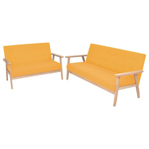 vidaXL 2-piece Sofa Set Fabric Yellow