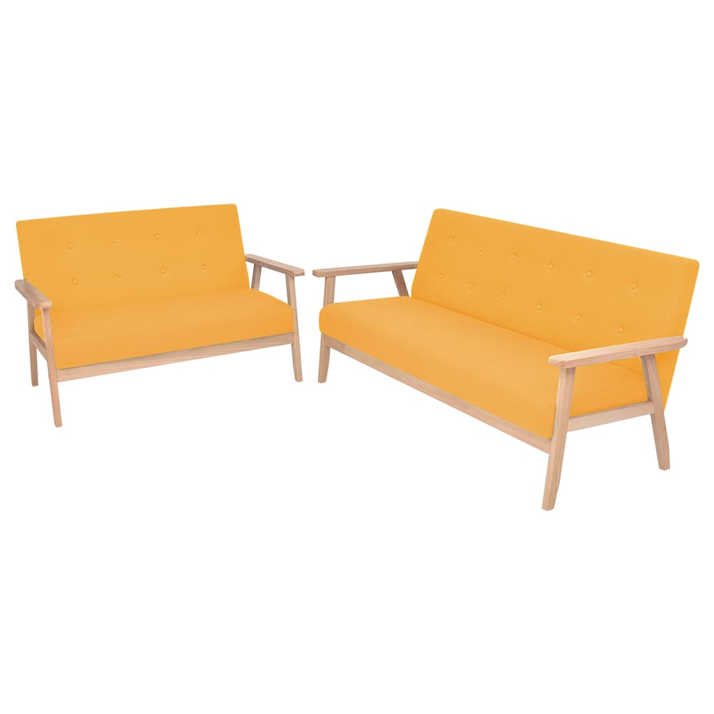 vidaXL 2-piece Sofa Set Fabric Yellow