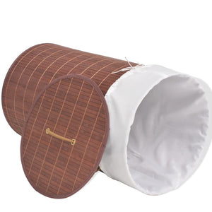vidaXL Bamboo Laundry Basket Round Brown