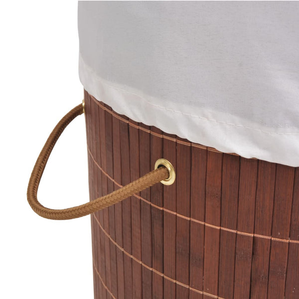 vidaXL Bamboo Laundry Basket Round Brown