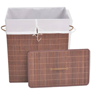 vidaXL Bamboo Laundry Hamper Rectangular Brown