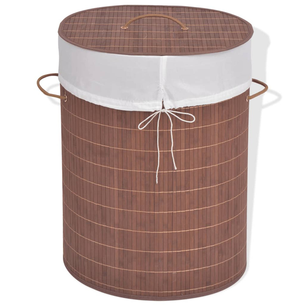 vidaXL Oval Bamboo Laundry Basket Brown