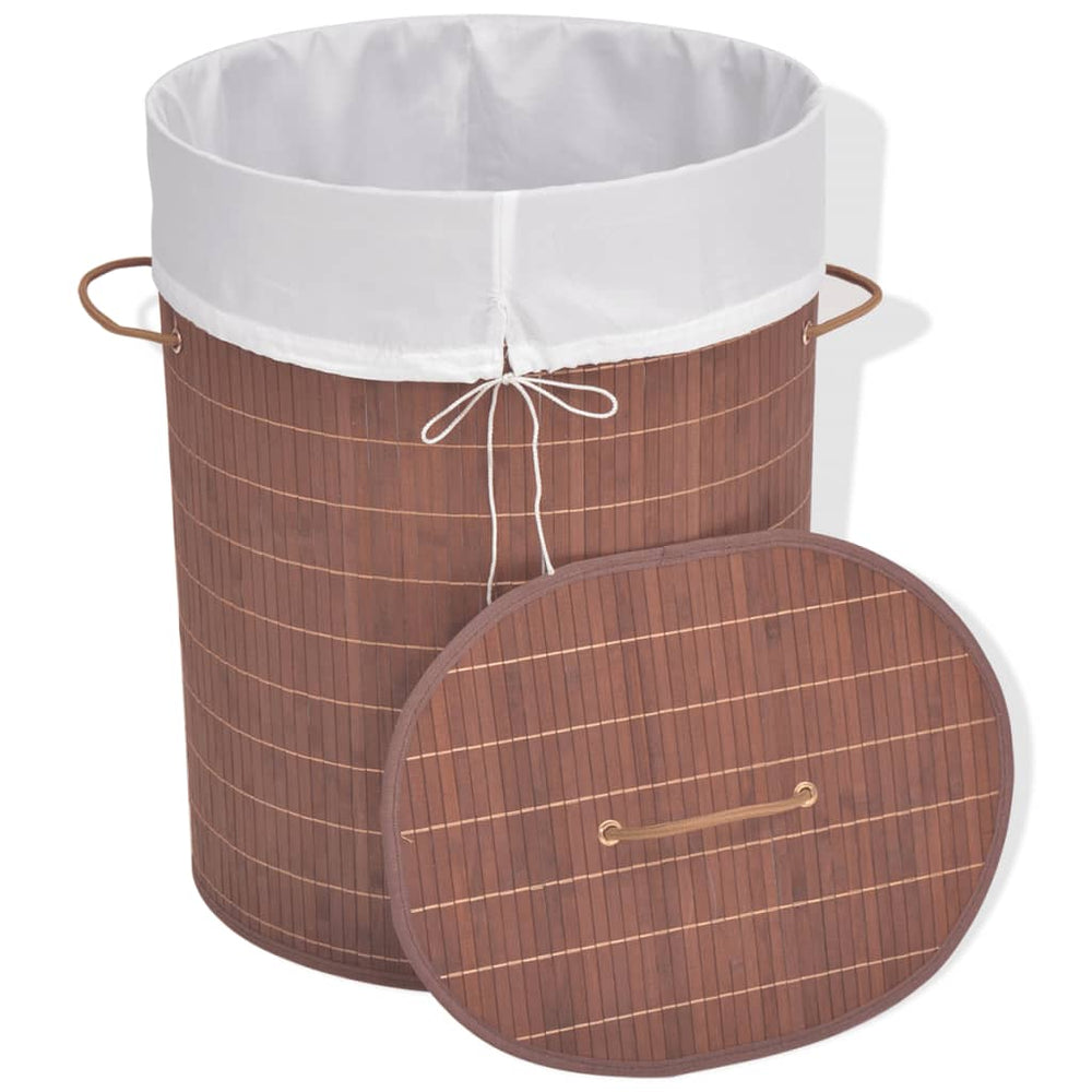 vidaXL Oval Bamboo Laundry Basket Brown