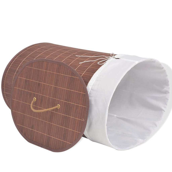 vidaXL Oval Bamboo Laundry Basket Brown