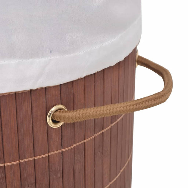 vidaXL Oval Bamboo Laundry Basket Brown