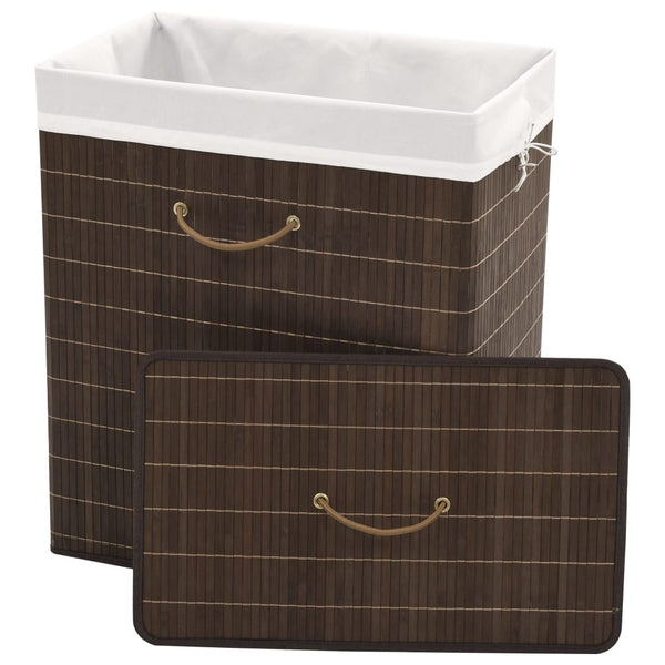 vidaXL Bamboo Laundry Hamper Rectangular Dark Brown