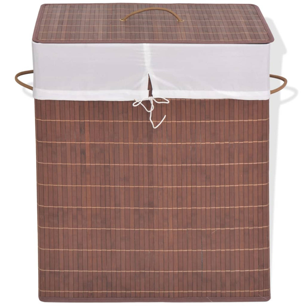 vidaXL Bamboo Laundry Hamper Rectangular Brown