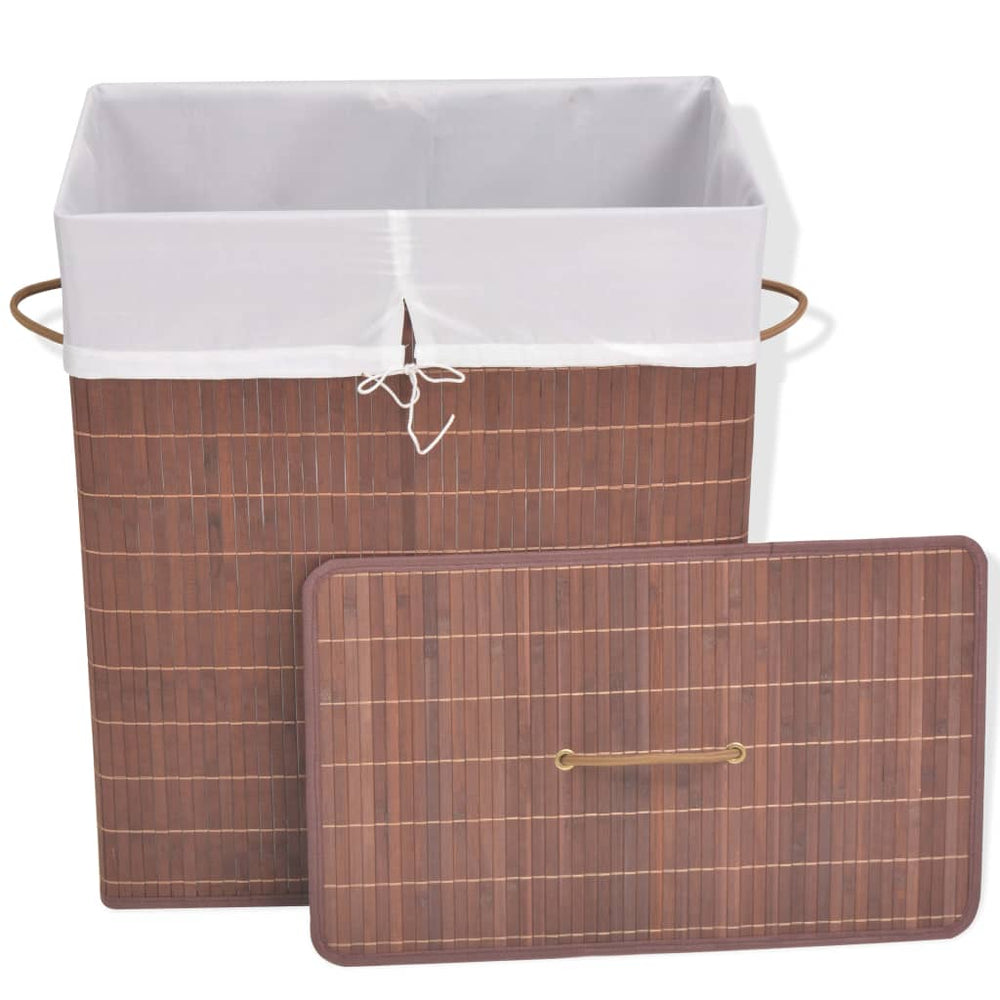 vidaXL Bamboo Laundry Hamper Rectangular Brown