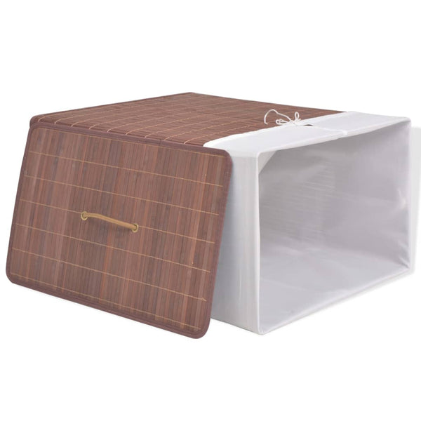 vidaXL Bamboo Laundry Hamper Rectangular Brown