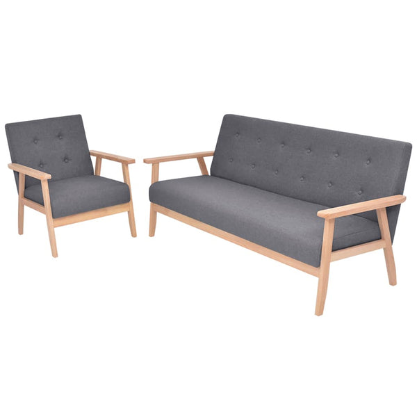vidaXL 2-piece Sofa Set Fabric Dark Grey