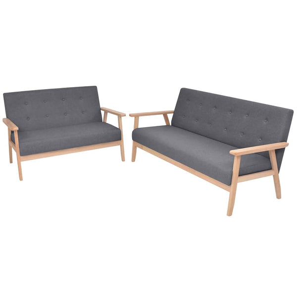 vidaXL 2-piece Sofa Set Fabric Dark Grey