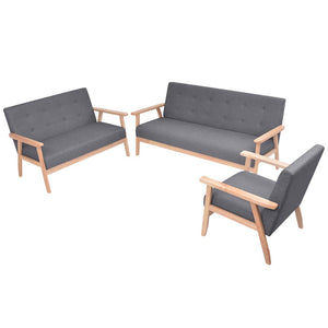 vidaXL 3-piece Sofa Set Fabric Dark Grey