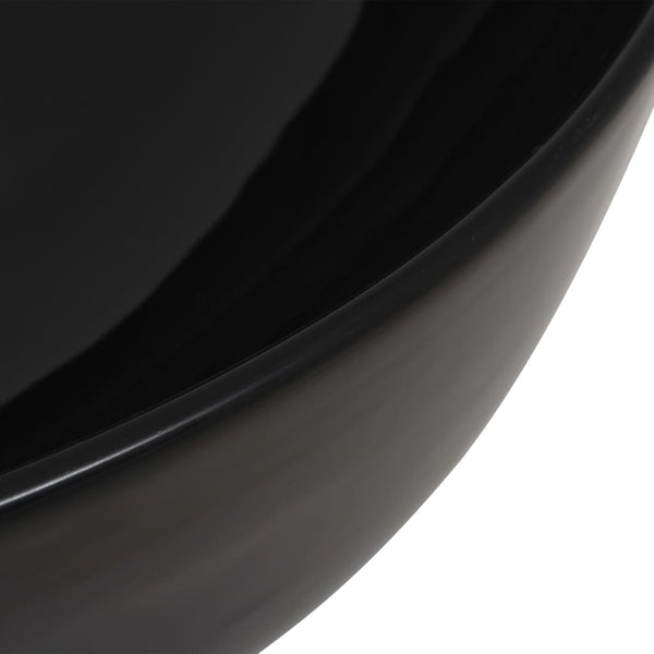 vidaXL Round Ceramic Wash Basin Black 41.5 x 13.5 cm
