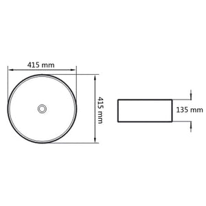 vidaXL Round Ceramic Wash Basin Black 41.5 x 13.5 cm